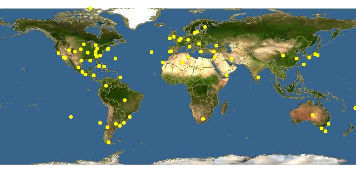 Map of A.vulgare geographical locations. 