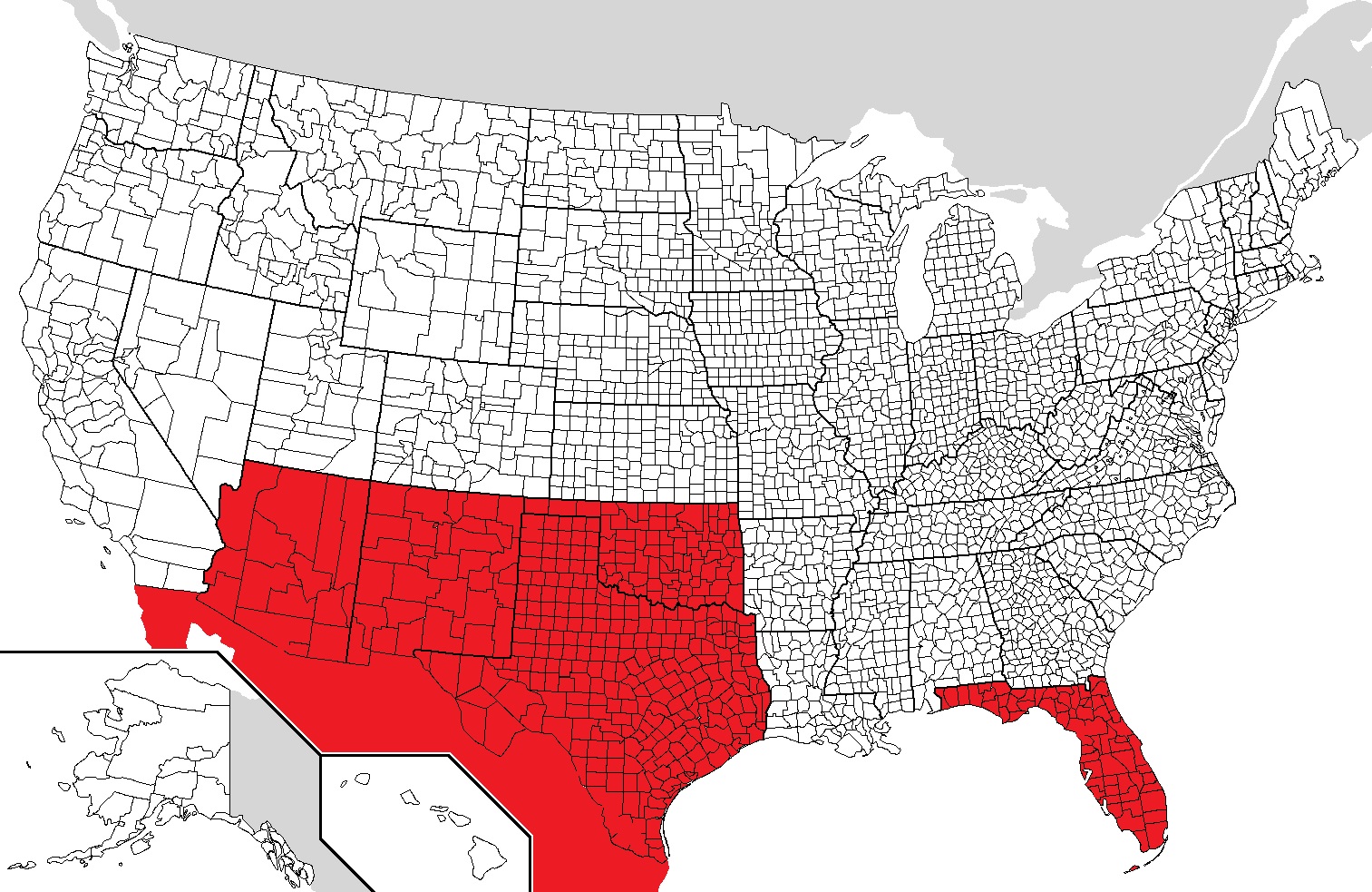 Map of Mastigoproctus giganteus geographic location. Image taken from wikipedia commons. Edited by Jacob F. and Andrew P.