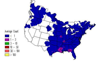 map of barred owl population count in the United States, found at: http://www.mbr-pwrc.usgs.gov/id/framlst/i3680id.html