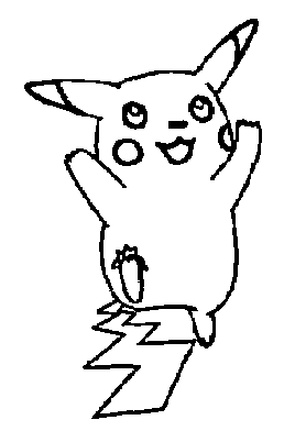 Line drawing of the Nintendo Pokémon Pikachu. Drawn by Eck et al