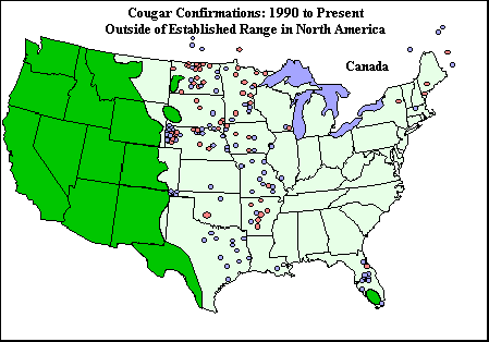 BIG PICTURE MAP- Distribution of cougars in the US