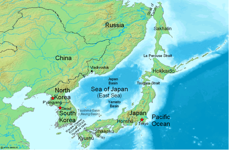Sea of Japan and surrounding areas where the Japanese puffer fish is found
