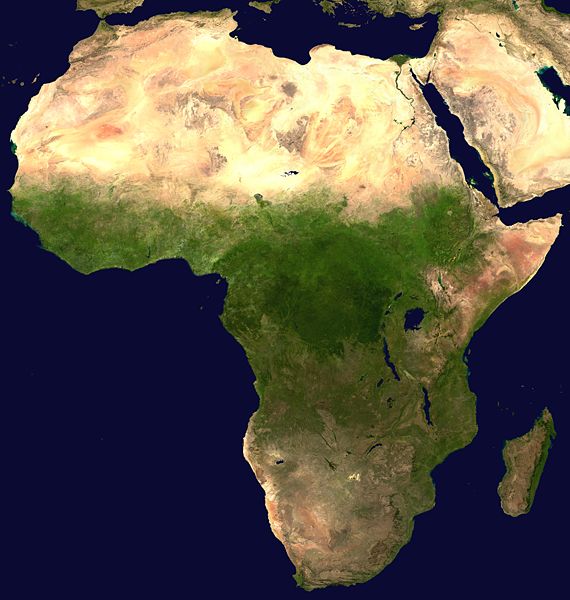 A satellite image of Africa