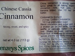 Photo by Jaclyn Bero. A closer look at the cinnamon label.
