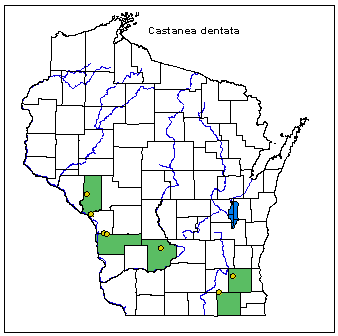 Wisconsin Distribution Map <http://www.botany.wisc.edu/herb/wwwbotanydev/herbarium/wisflora/dots/CASDEN.gif>