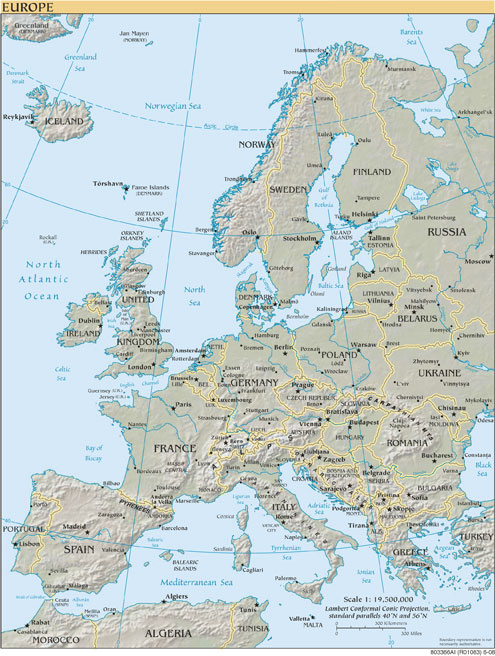 Courtest of the CIA World Factbook - Europe Map