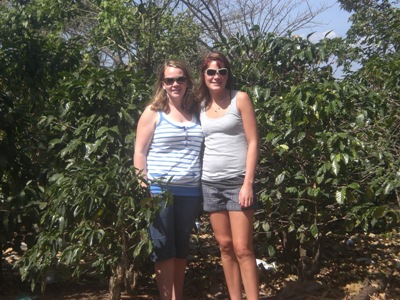 My Aunt and I in Costa Rica in front of coffee plants