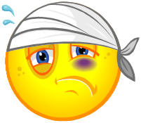 Wounded face, courtesy of Clipart