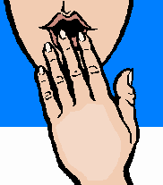 ClipArt of a hand touching a mouth--demonstrating fecal-oral transmission (From: Microsoft ClipArt)