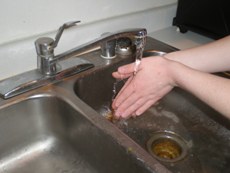 Remember to point hands down when rinsing.  (Picture of my hands, Taken by my friend)