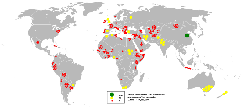 Major Sheep Markets Across the World from 2004--Courtesy of Wikimedia Commons