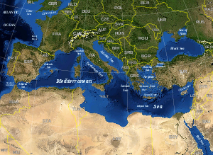 Map of Mediteranean http://en.wikipedia.org/wiki/Mediteranean