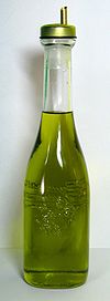 bottle of olive oil http://commons.wikimedia.org/wiki/File:Italian_olive_oil_2007.jpg