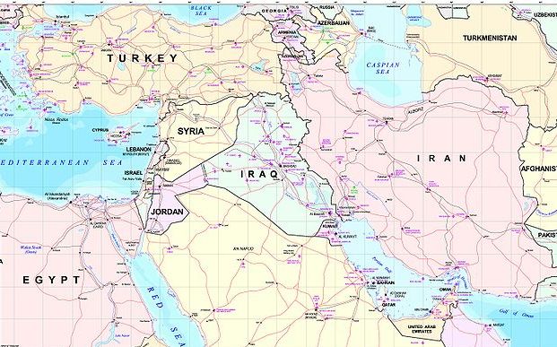 Map of the Middle East- Shows the areas in which the pea plants originated