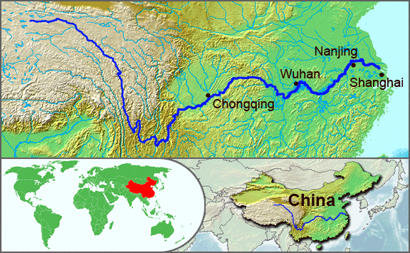 Yangtze River Valley Map - Map is borrowed with permission from the Encyclopedia of the Earth Website http://www.eoearth.org/article/Yangtze_River 