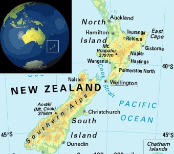 Map of New Zealand - Map borrowed with permission from the Wealth Report Website http://www.qwealthreport.com/New_Zealand_Offshore_Trusts.php