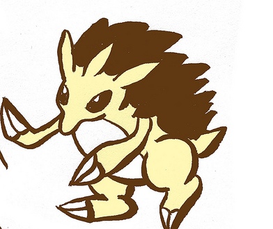 Sandslash, another Pokemon character based on the pangolin.  Image courtesy of user: mareodomo in the Flikr creative commons and modified by Craig Grosshuesch.