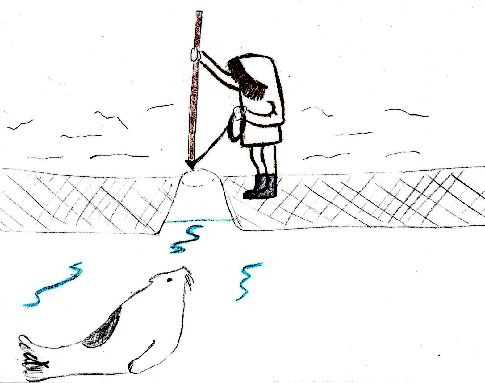 My personal interpretation of seal hunts done by Inuit people. 