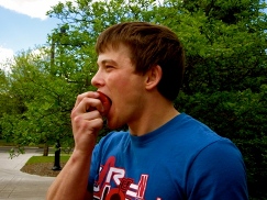 Me taking a bite out of a Red Delicious