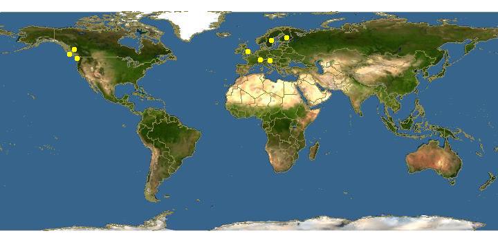 Locations of know Cortinarius s.