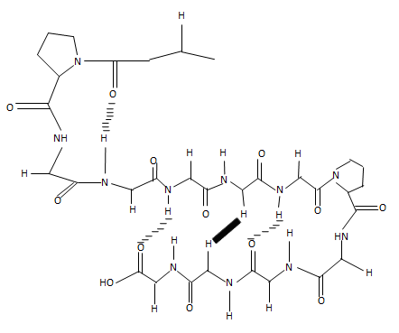 Structure of the conotoxin MrVIB found in Conus marmoreus (redrawn from the Journal of Biological Chemistry)