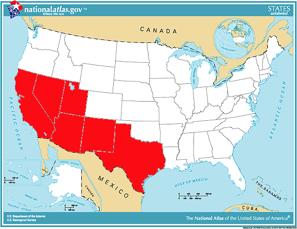 P. californicus range in the United States. Retrieved from National Atlas.