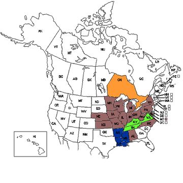 Distribution of Allogona profunda (Say) in the United States - Courtesy of Encyclopedia of Life