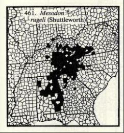 Distribution of Inflectarius rugeli in the US found in the book "The Distributions of the Native Land Mollusks of the Eastern United States" 