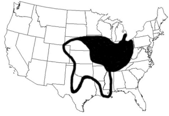 Regions Map of Orangethroat darter